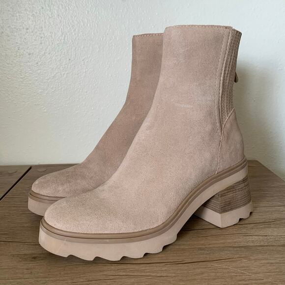 NWOB Dolce Vita Martey H2O Boots Taupe Suede Waterproof Womens 6 US Beige Chunky - Picture 5 of 15